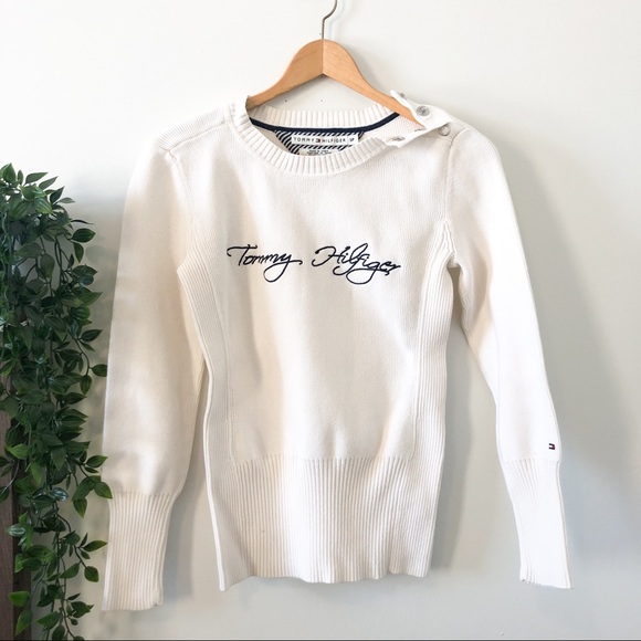 Tommy Hilfiger Sweaters - Tommy Hilfiger Y2K Knit White Sweater